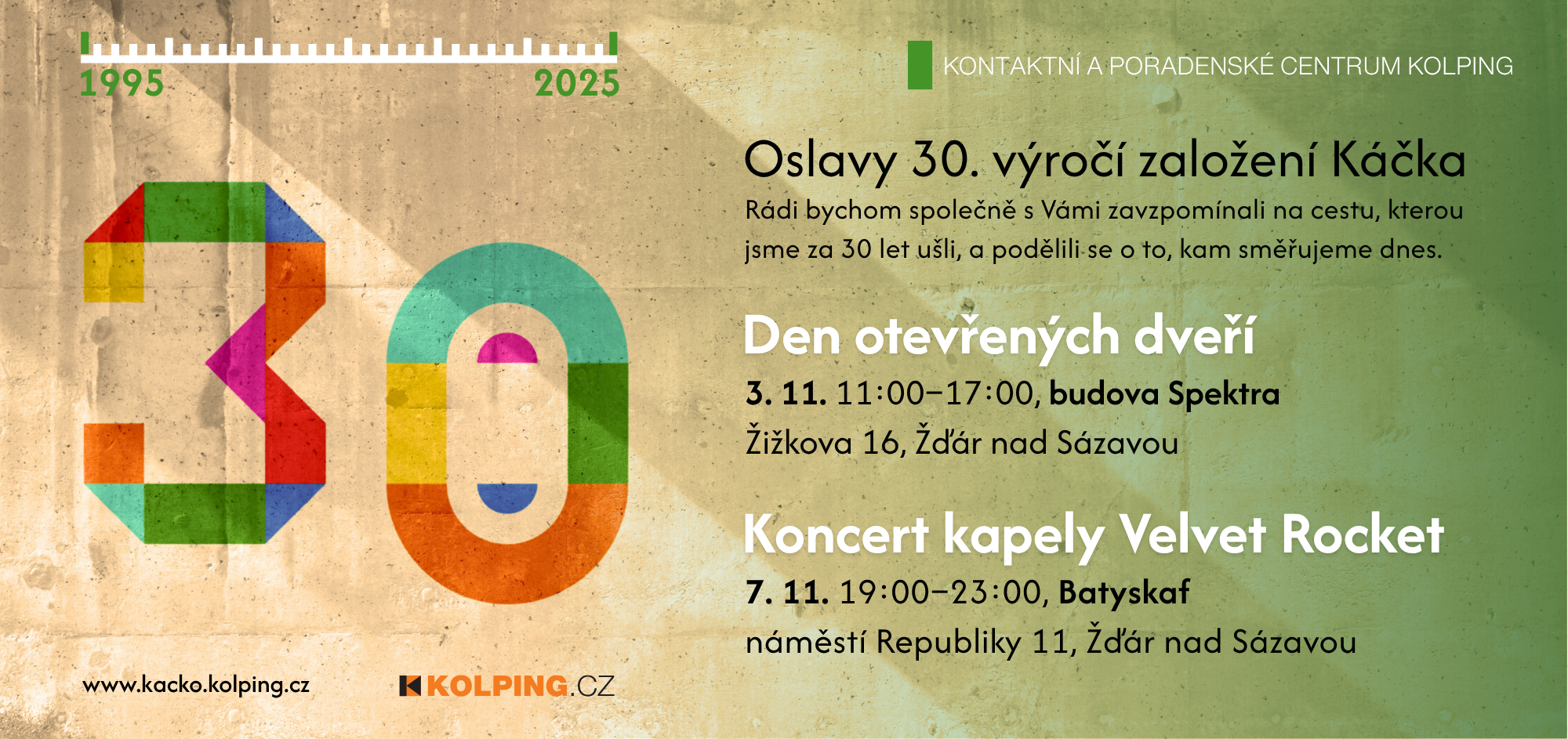 Pozvánka oslava 30. výročí založení Káčko