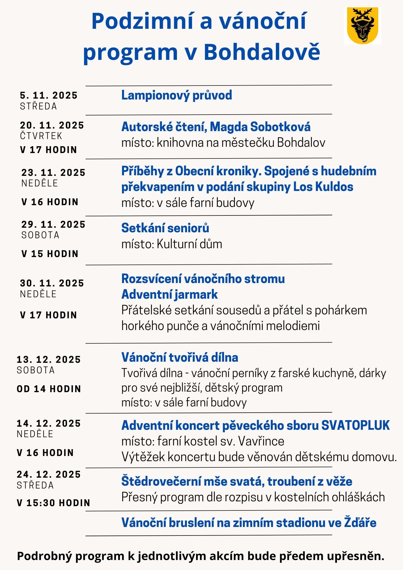 program podzim a vánoce 2025